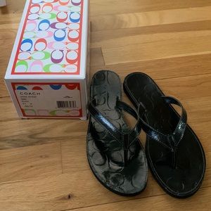 Black coach flip flops